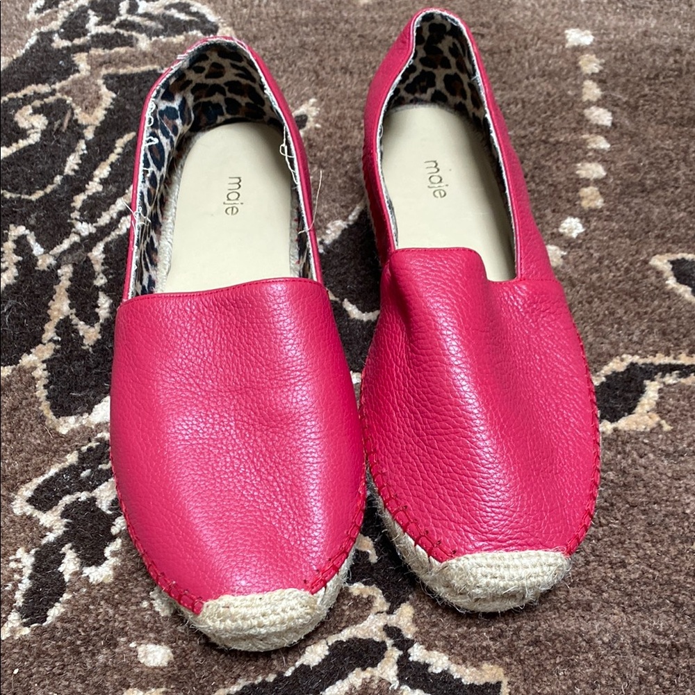 Maje red leather espadrilles size 40/9